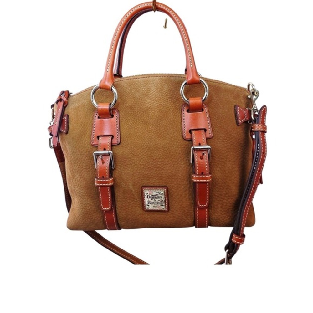 Dooney & Bourke Bristol Nubuck Suede Leather‎ Satchel Crossbody Bag Tan Tassel